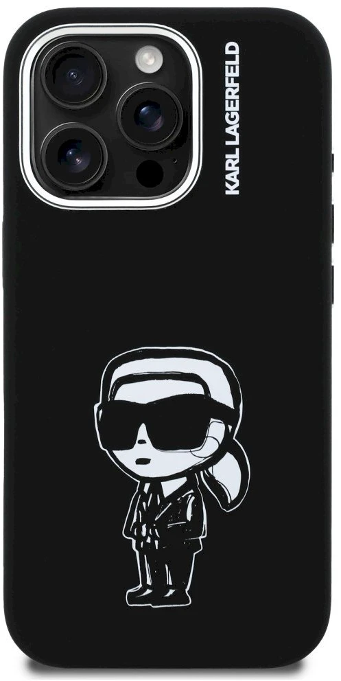 „Karl Lagerfeld“ silikoninis „Karl Sketch MagSafe“ dėklas, skirtas „iPhone 16 Pro“ – Juodas