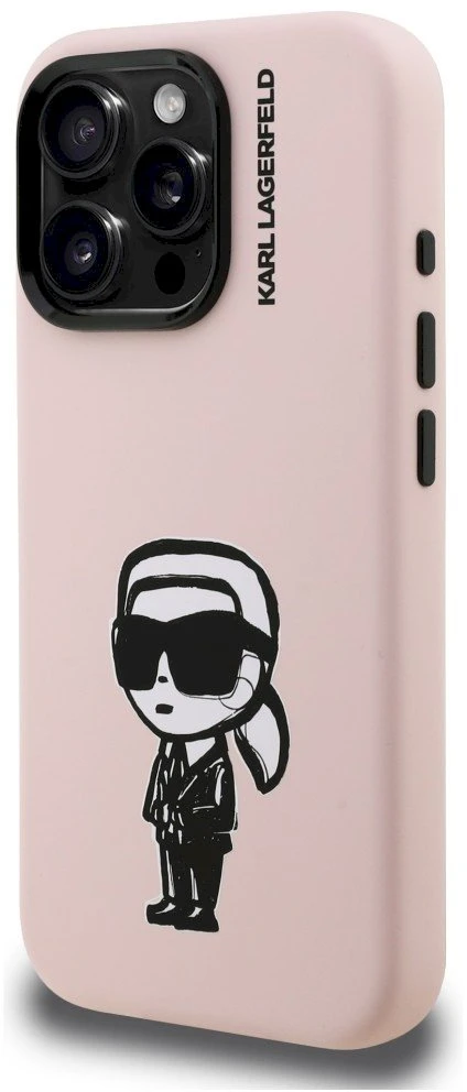 Dėklas Karl Lagerfeld Silicone Karl Sketch MagSafe Case for iPhone 16 Pro Max - Rožinė