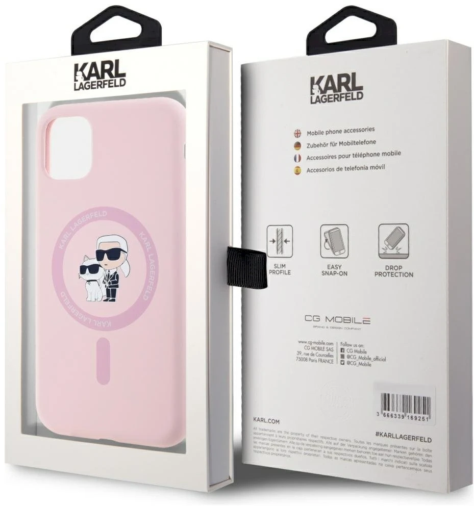 Dėklas Karl Lagerfeld Silicone Karl&Choupette MagSafe iPhone 11 Case - Rožinė