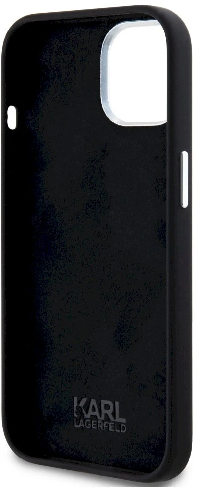 Dėklas Karl Lagerfeld Silicone Metal Script Logo iPhone 15 Case - Juodas