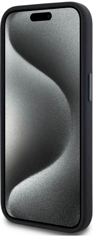 Dėklas Karl Lagerfeld Silicone Shadow Metal Initial MagSafe Apple iPhone 15 juodos spalvos