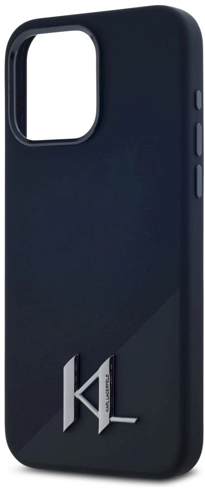 Dėklas Karl Lagerfeld Silicone Shadow Metal Initial MagSafe Apple iPhone 15 Pro juodos spalvos