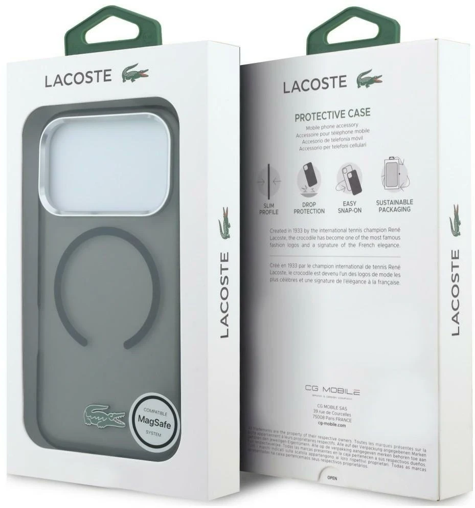 Lacoste IML Matinio lako logotipo „MagSafe“ dėklas, skirtas „iPhone 18 Pro Max“ / „17 Pro Max“ / juodas