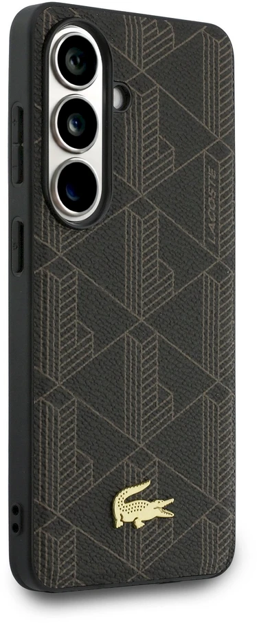 „Lacoste“ PVC mišinio monogramos auksinis magnetinis dėklas, skirtas „Samsung Galaxy S26+“ / ruda