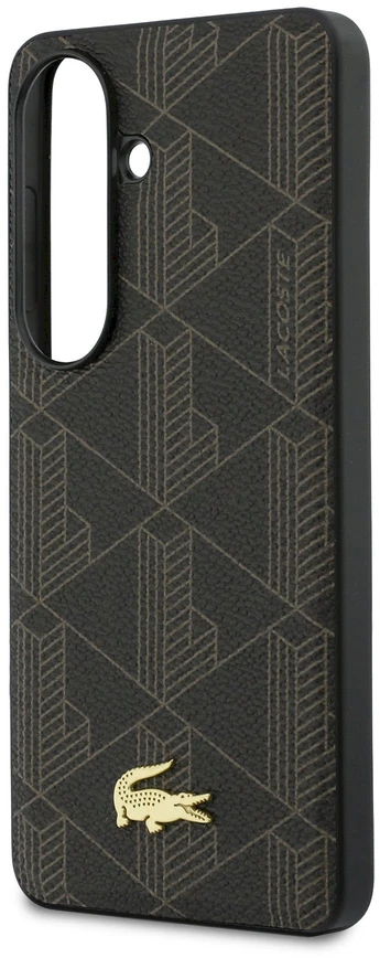 „Lacoste“ PVC mišinio monogramos auksinis magnetinis dėklas, skirtas „Samsung Galaxy S26+“ / ruda