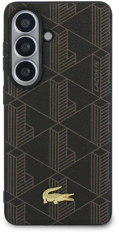„Lacoste“ PVC mišinio monogramos auksinis magnetinis dėklas, skirtas „Samsung Galaxy S26+“ / ruda
