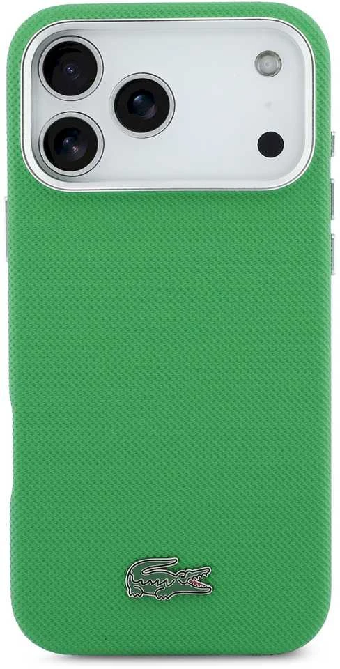 Lacoste Iconic Petit Pique Metal Logo MagSafe dėklas skirtas Apple iPhone 17 Pro Max žalios spalvos