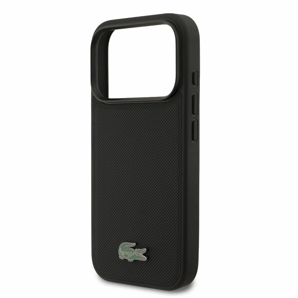 Lacoste PVC Iconic Petit Pique Metal Logo MagSafe Dėklas iPhone 18 Pro Juodas