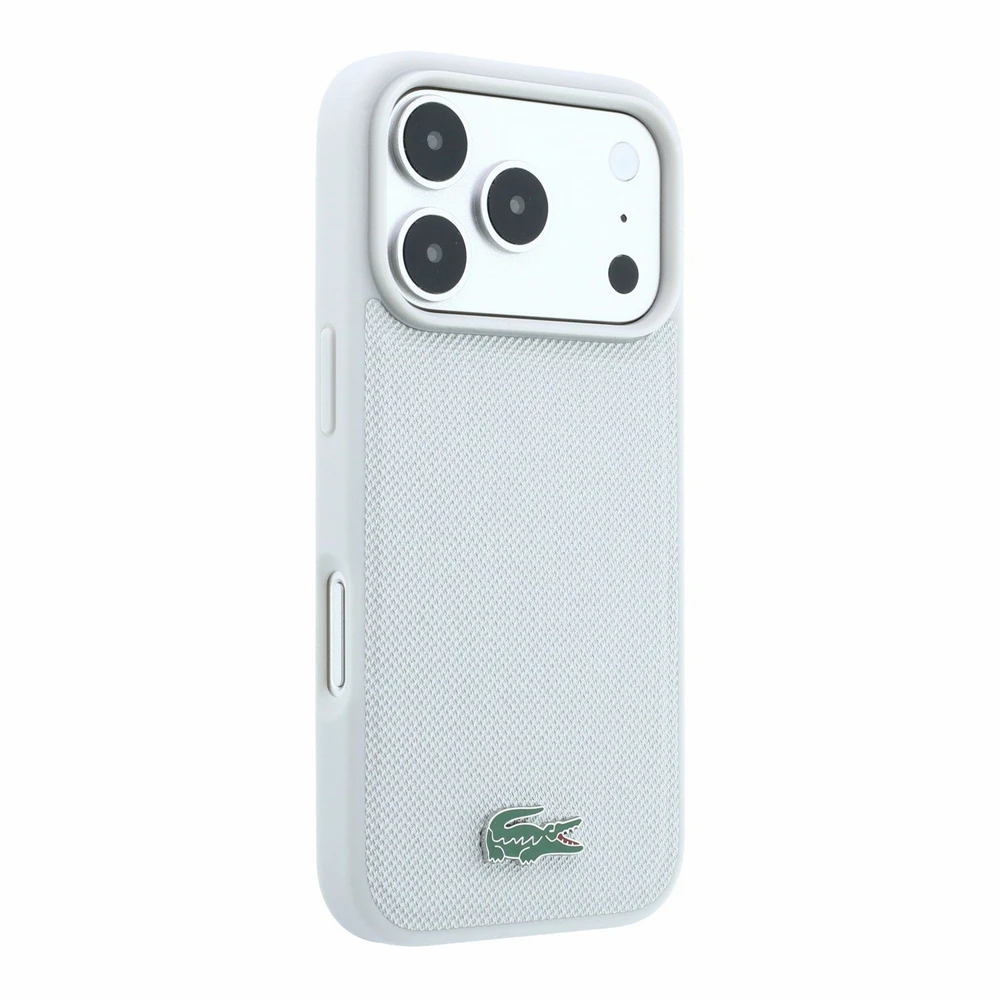 Lacoste PVC Iconic Petit Pique Metal Logo MagSafe dėklas skirtas iPhone 18 Pro Max Light Pilkas
