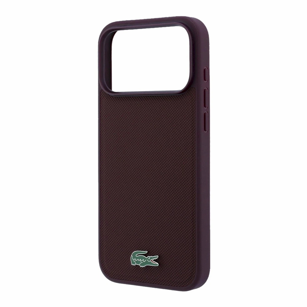 Lacoste PVC Iconic Petit Pique Metal Logo MagSafe dėklas skirtas iPhone 18 Pro Max Burgundy