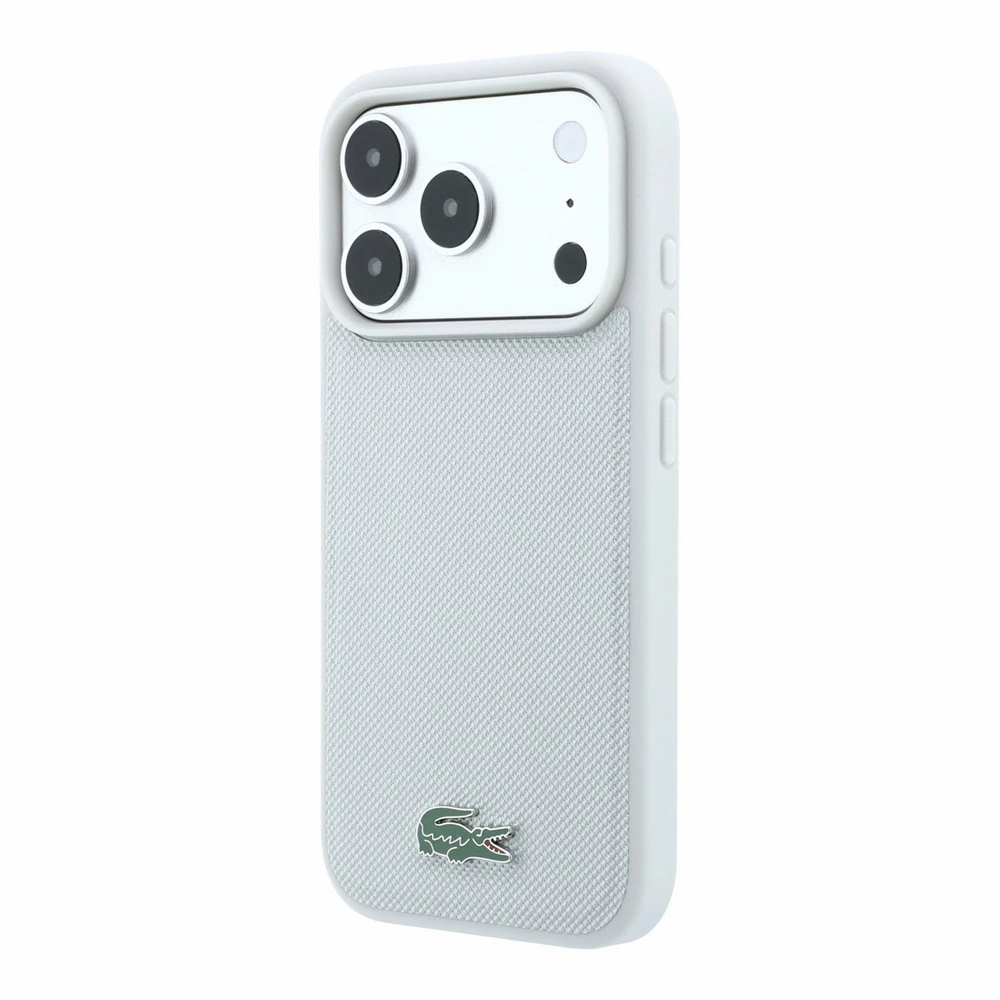 Lacoste PVC Iconic Petit Pique Metal Logo MagSafe dėklas skirtas iPhone 18 Pro Max Light Pilkas