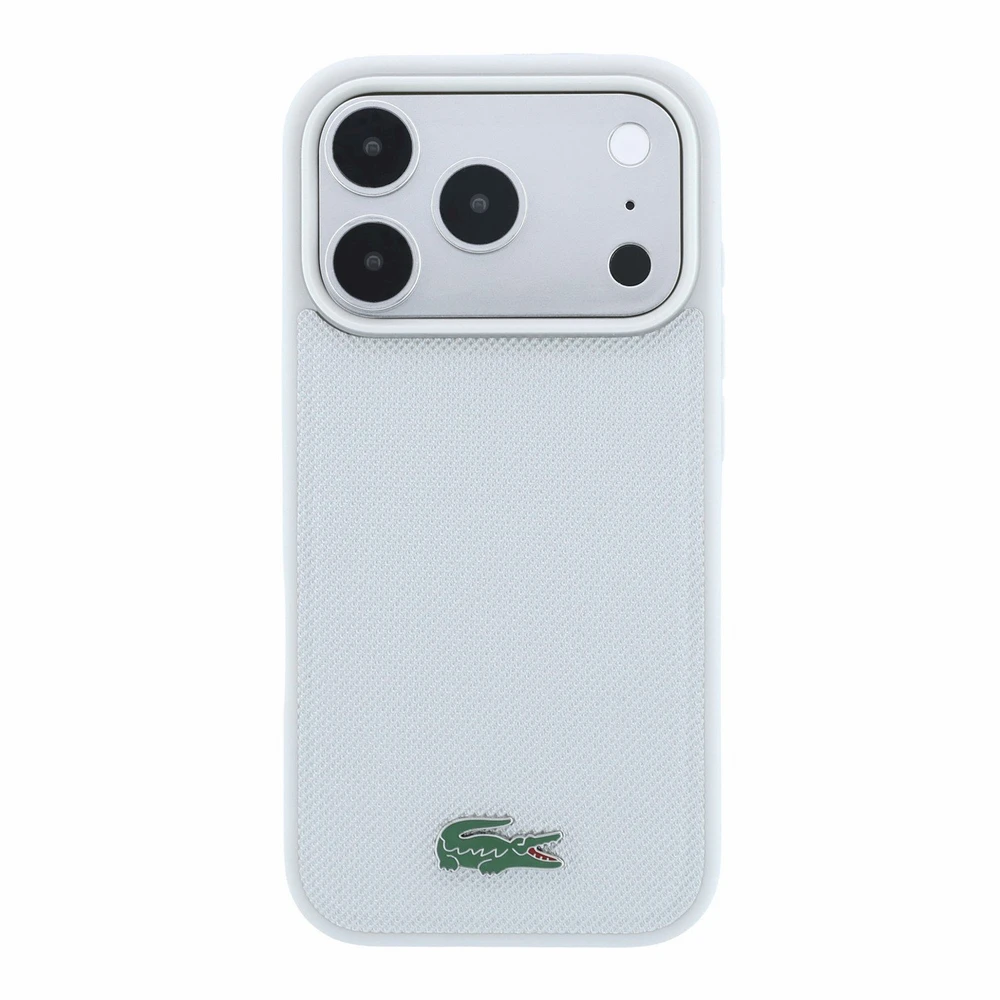 Lacoste PVC Iconic Petit Pique Metal Logo MagSafe dėklas skirtas iPhone 18 Pro Light Pilkas