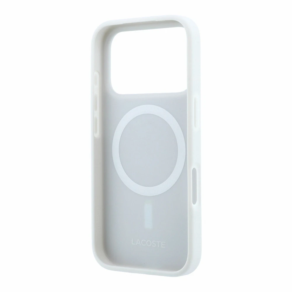 Lacoste PVC Iconic Petit Pique Metal Logo MagSafe dėklas skirtas iPhone 18 Pro Light Pilkas