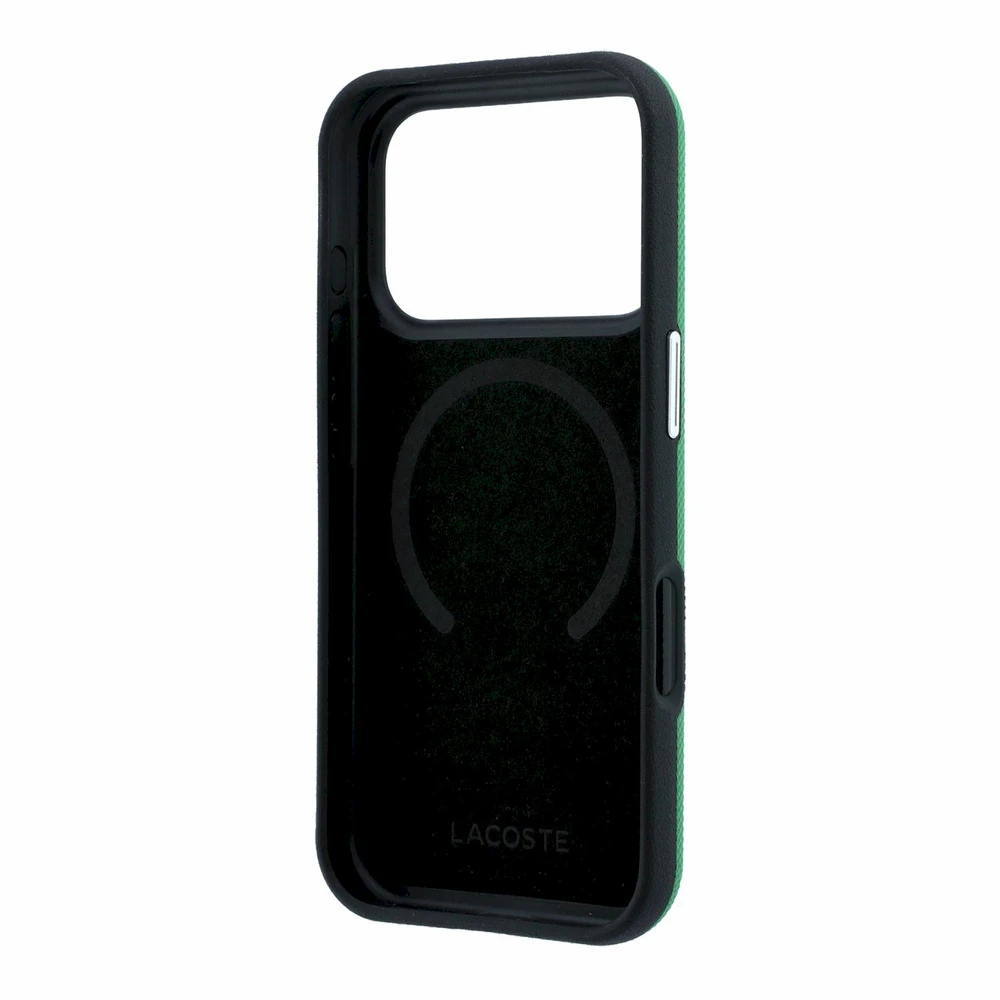 Lacoste PVC Petit Pique Semi Wrap Embossed MagSafe Dėklas skirtas iPhone 18 Pro Max Estragon