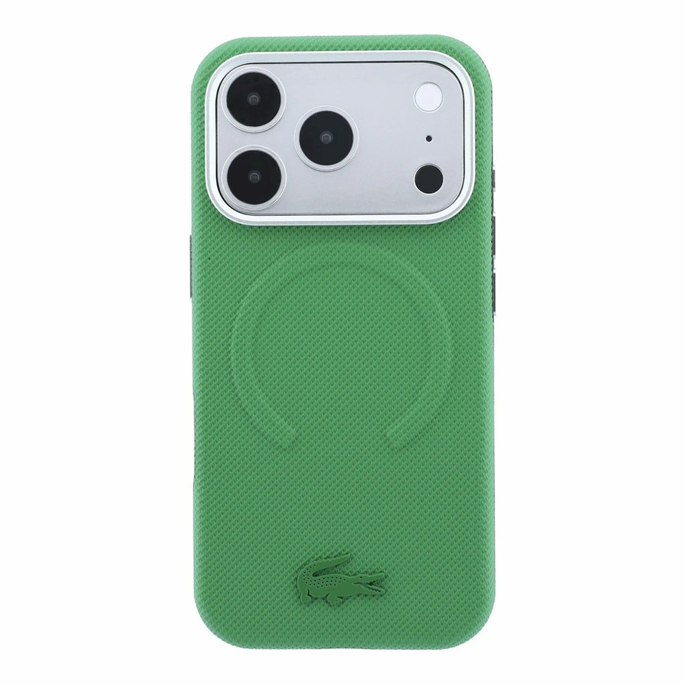 Lacoste PVC Petit Pique Semi Wrap Embossed MagSafe Dėklas skirtas iPhone 18 Pro Max Estragon