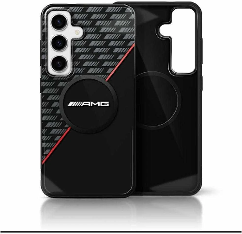 Mercedes Dėklas AMG Double Layer Rhombs MagSafe Samsung Galaxy S25 juodos spalvos/red