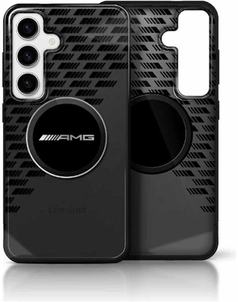 Dėklas Mercedes Cas AMG Transparent Rhombs MagSafe skirta Samsung Galaxy S25 juodas
