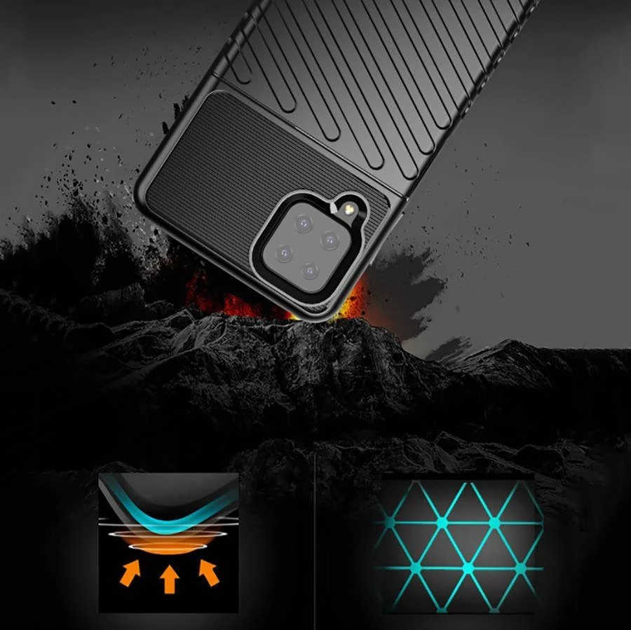 „Mocco Armored Thunder“ dėklas, skirtas „Samsung Galaxy A12“, juodas