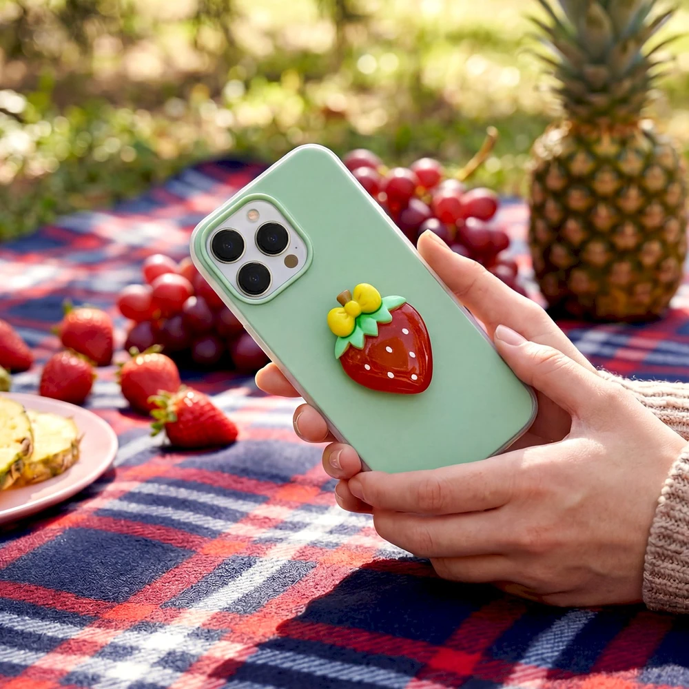 „Mocco Fruit 2in1“ galinis dėklas, skirtas „Samsung Galaxy S25“, su lietimui jautriu stikliuku.