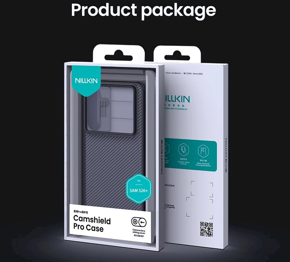 Nillkin CamShield PRO Hard dėklas skirtas Samsung Galaxy S26+ skaidrus juodos spalvos
