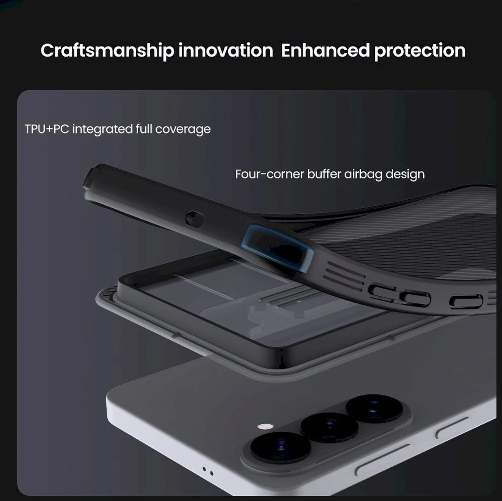 Nillkin CamShield PRO Hard dėklas skirtas Samsung Galaxy S26+ skaidrus juodos spalvos