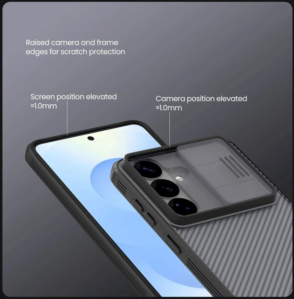 Nillkin CamShield PRO Hard dėklas skirtas Samsung Galaxy S26+ skaidrus juodos spalvos