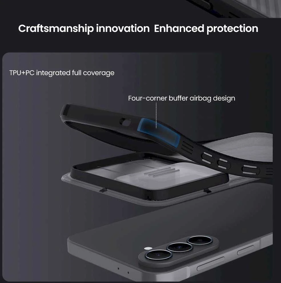 Dėklas Nillkin CamShield PRO Hard Case skirtas Samsung Galaxy A37 skaidrus juodos spalvos