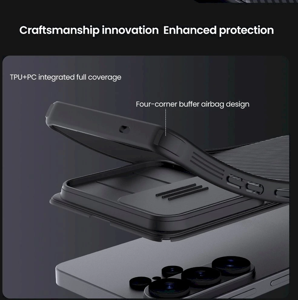 Nillkin CamShield PRO Hard dėklas skirtas Samsung Galaxy S26 Ultra juodos spalvos