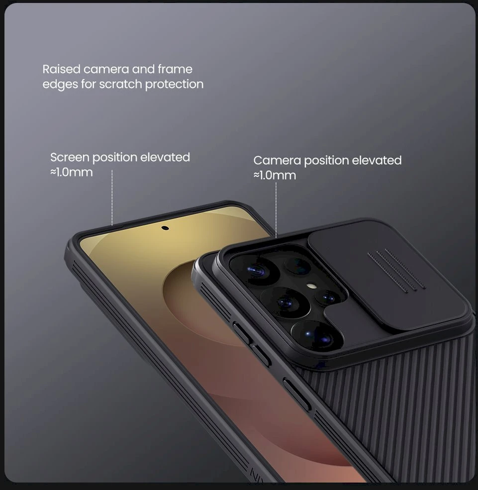 Nillkin CamShield PRO Hard dėklas skirtas Samsung Galaxy S26 Ultra juodos spalvos
