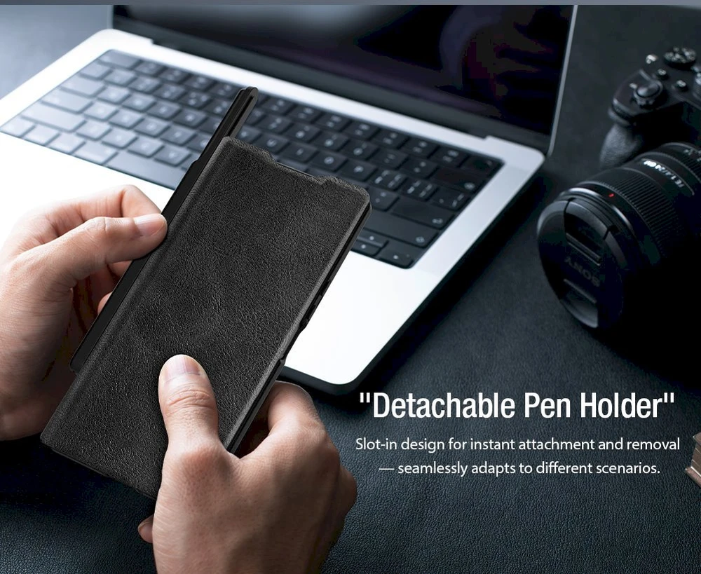 Nillkin Qin Book PRO Pen Slot dėklas skirtas Samsung Galaxy Z Fold 7 juodos spalvos
