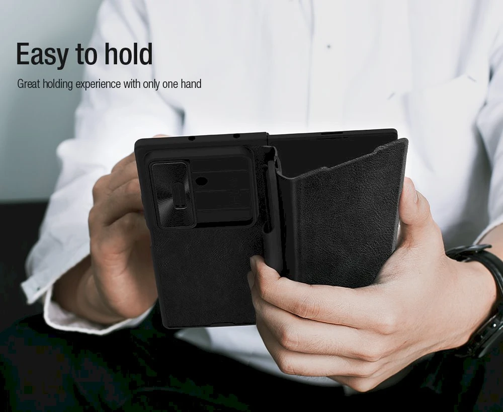 Nillkin Qin Book PRO Pen Slot dėklas skirtas Samsung Galaxy Z Fold 7 juodos spalvos