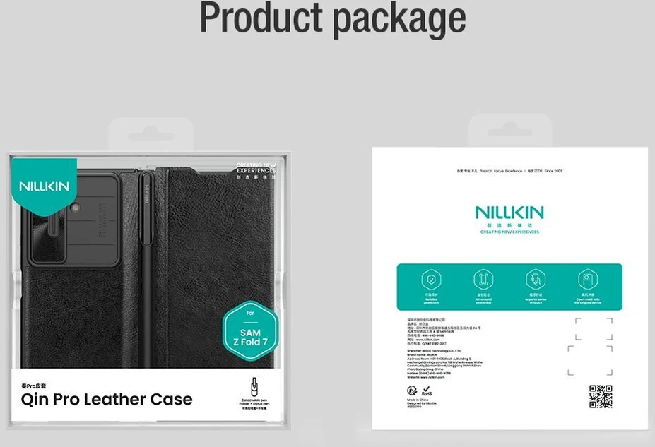 Nillkin Qin Book PRO Pen Slot dėklas skirtas Samsung Galaxy Z Fold 7 juodos spalvos