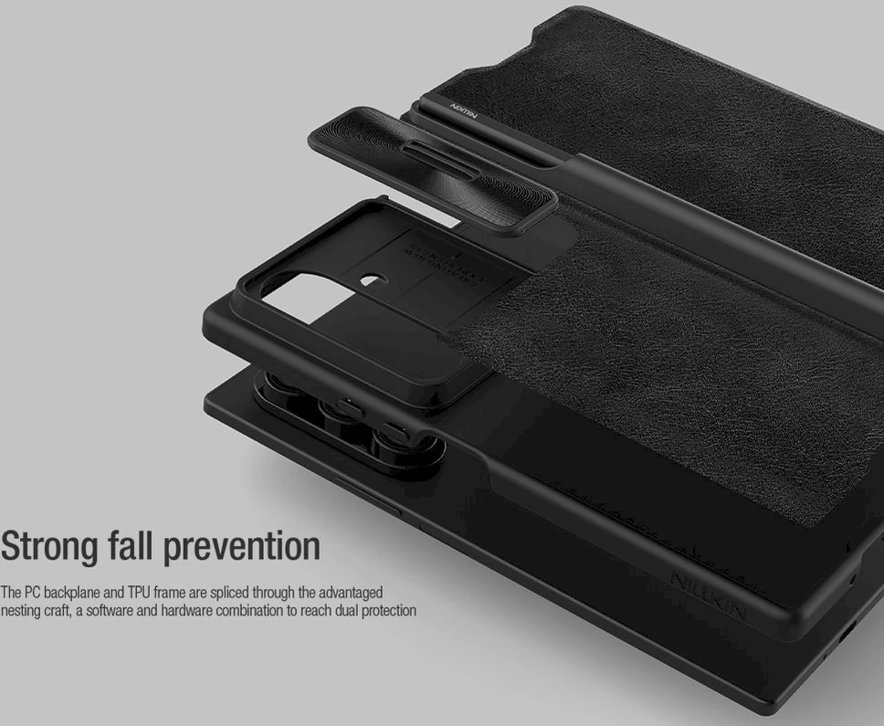 Nillkin Qin Book PRO Pen Slot dėklas skirtas Samsung Galaxy Z Fold 7 juodos spalvos