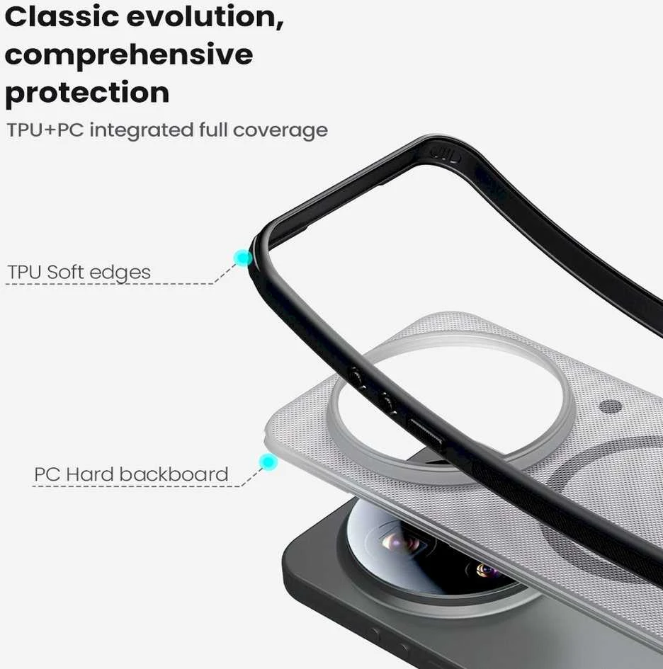 Nillkin Super Frosted PRO Magnetic Back dėklas skirtas Xiaomi 17 Ultra skaidrus juodos spalvos