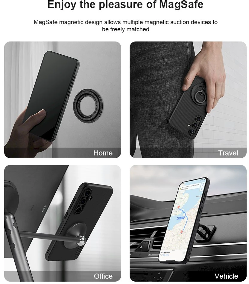 Nillkin Super Frosted PRO Magnetic Back Samsung Galaxy S24 FE dėklas telefonui juodos spalvos