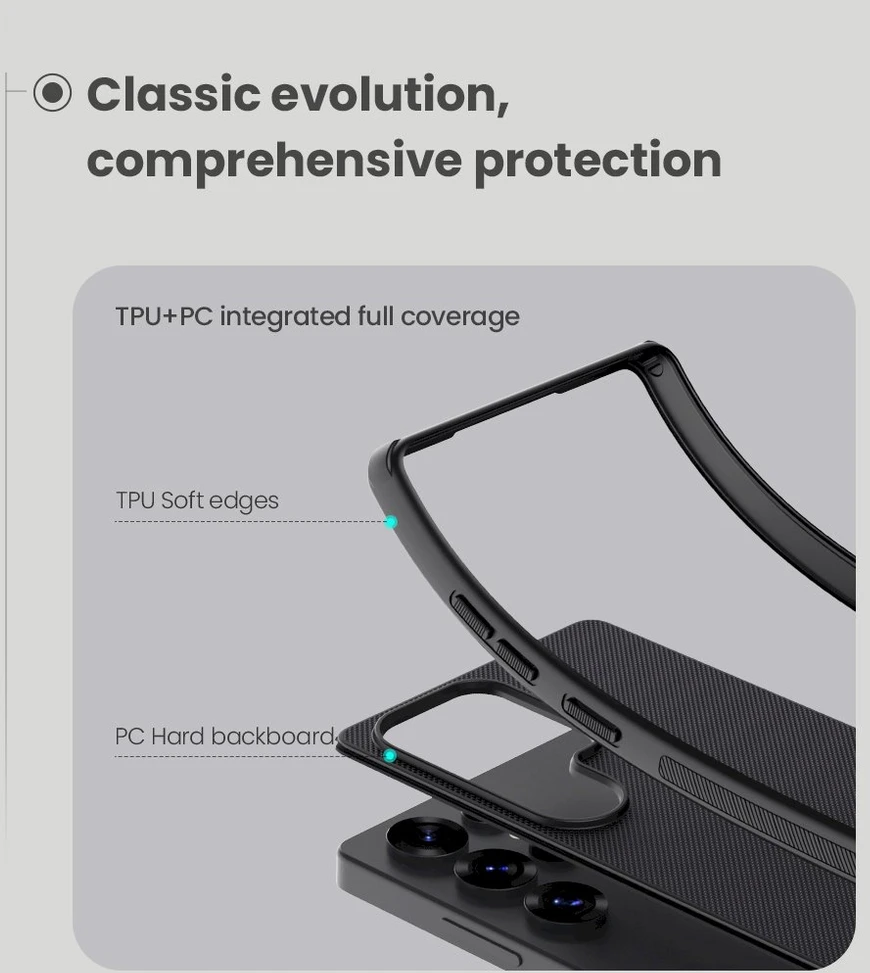 Nillkin Super Frosted Shield Pro Magnetic Case Samsung S25 Ultra su MagSafe – dėklas telefonui juodos spalvos