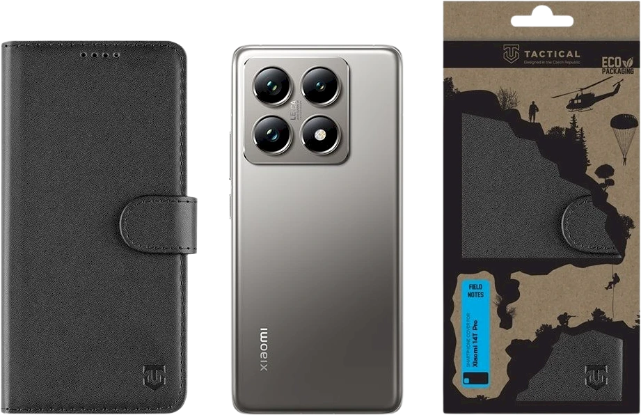 Dėklas Tactical Field Notes skirtas Xiaomi 14T Pro juodos spalvos