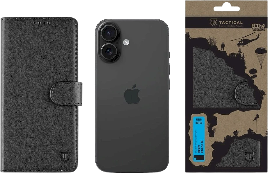 Tactical Field Notes skirtas Apple iPhone 16 dėklas telefonui juodos spalvos