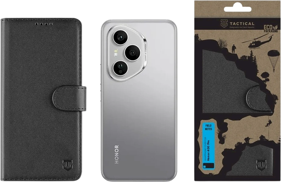 Tactical Field Notes dėklas skirtas Honor 400 Pro juodos spalvos
