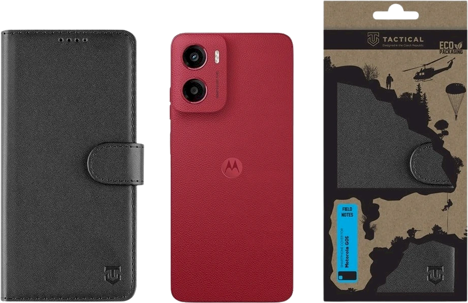 Tactical Field Notes skirtas Motorola G05/E15 dėklas telefonui juodos spalvos
