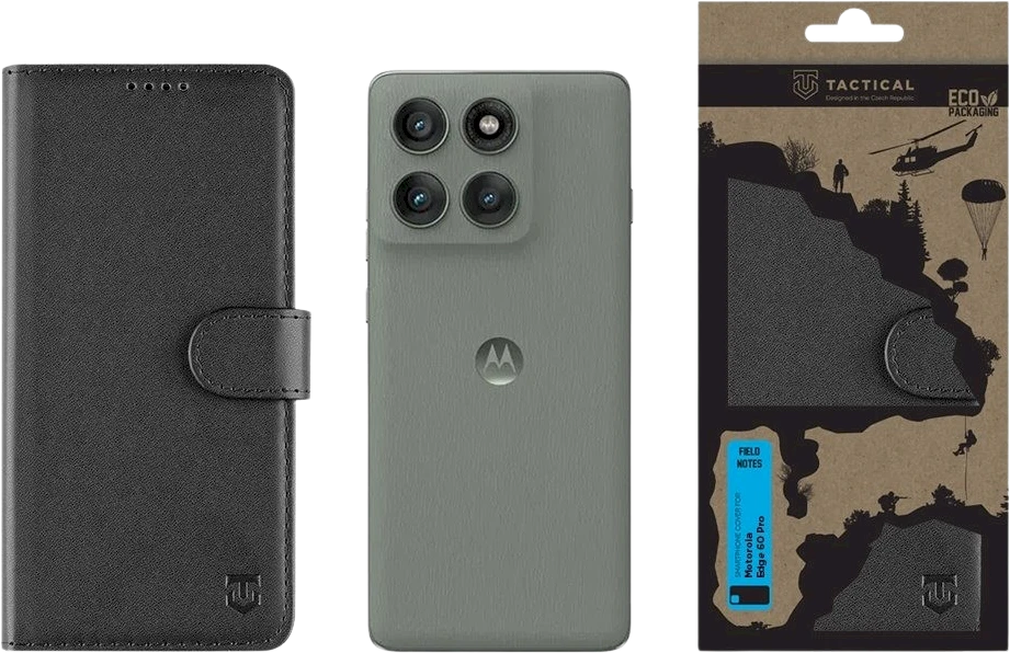 Tactical Field Notes dėklas Motorola Edge 60 Pro juodos spalvos