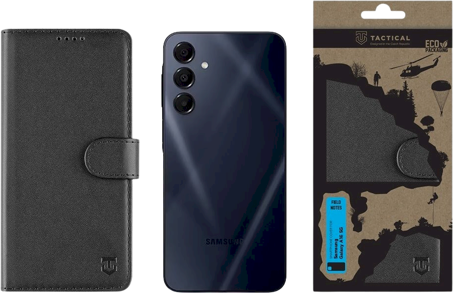 Dėklas Tactical Field Notes skirtas Samsung Galaxy A16 5G juodos spalvos