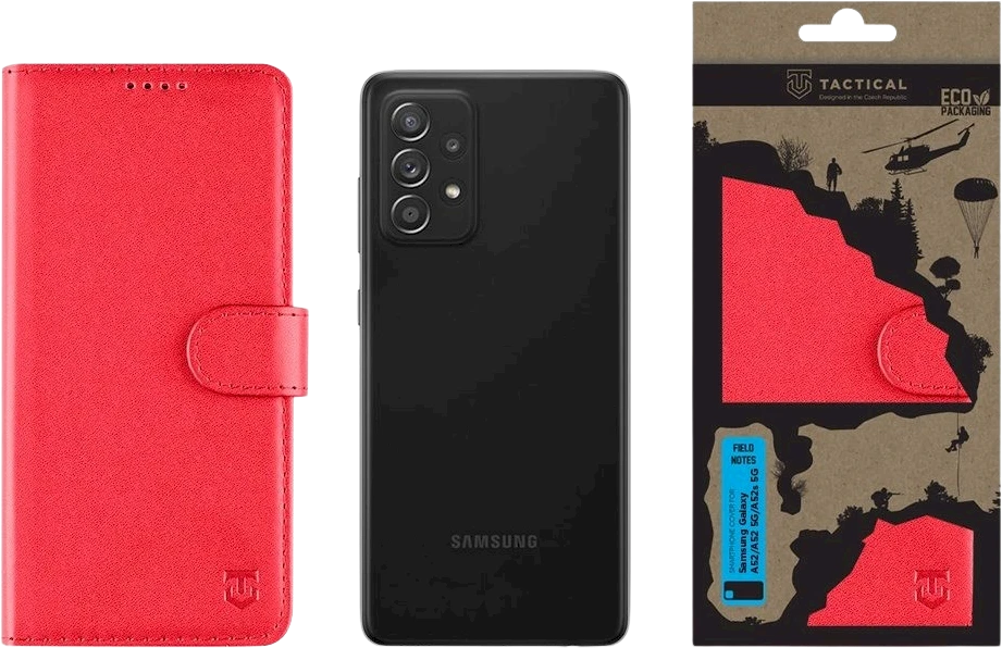 Tactical Field Notes skirtas Samsung Galaxy A52/A52 5G/A52s 5G dėklas telefonui raudonos spalvos