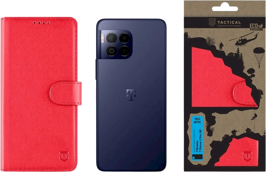 Tactical Field Notes skirtas T-Mobile T Phone 2 Pro 5G dėklas telefonui raudonos spalvos