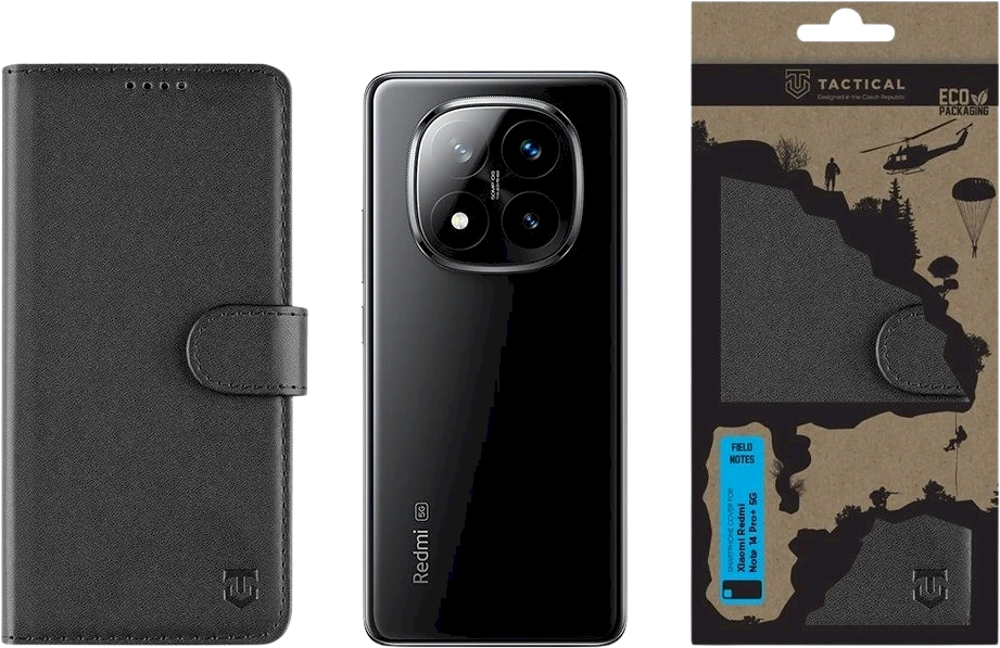 Tactical Field Notes skirtas Xiaomi Redmi Note 14 Pro+ 5G dėklas telefonui juodos spalvos