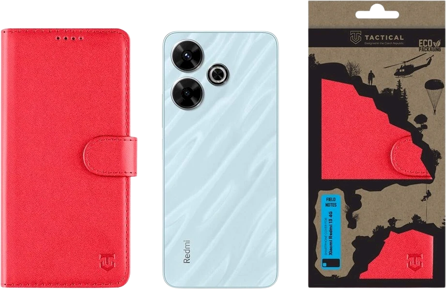 Tactical Field Notes skirtas Xiaomi Redmi 13 4G dėklas telefonui raudonos spalvos