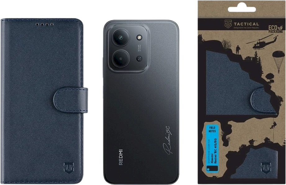 Tactical Field Notes dėklas skirtas Xiaomi Redmi 15C 4G/5G mėlynos spalvos