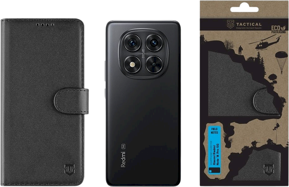 Tactical Field Notes skirtas Xiaomi Redmi Note 14 Pro 5G dėklas telefonui juodos spalvos