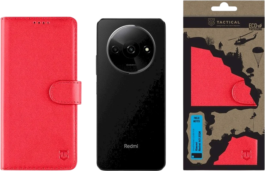 Tactical Field Notes skirtas Xiaomi Redmi A3 2024 dėklas telefonui raudonos spalvos