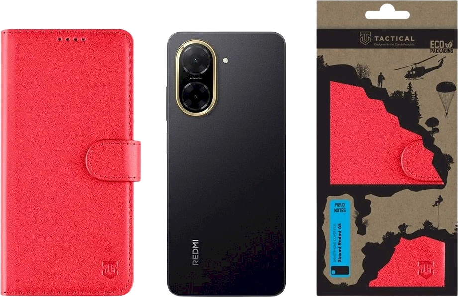 Dėklas Tactical Field Notes skirtas Xiaomi Redmi A5 raudonso spalvos